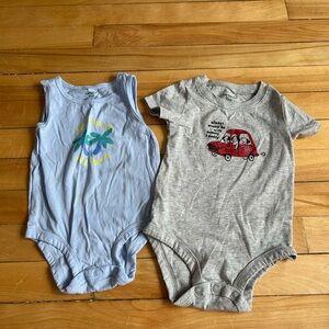 Carter's Baby Bodysuit Duo - Light Blue & Heather Gray 9 months